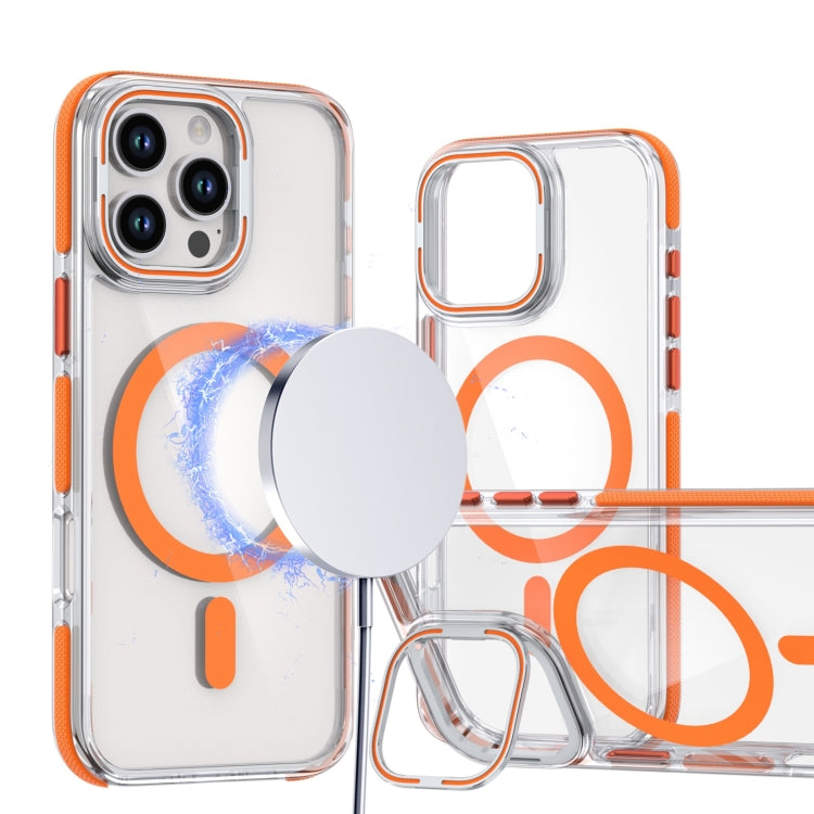 Dual-Color Clear Acrylic Hybrid TPU Lens Flip Holder MagSafe Phone Case, Series 1