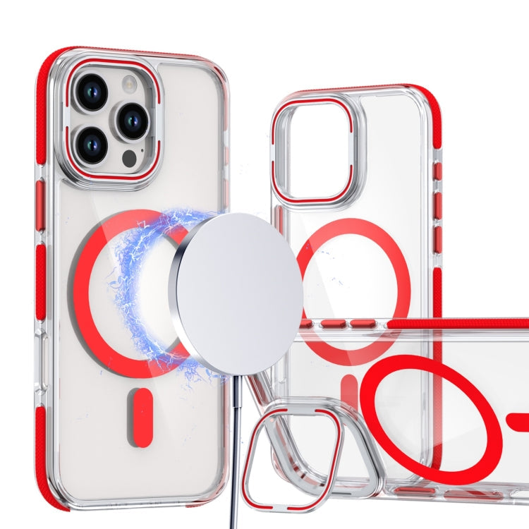 Dual-Color Clear Acrylic Hybrid TPU Lens Flip Holder MagSafe Phone Case, Series 1