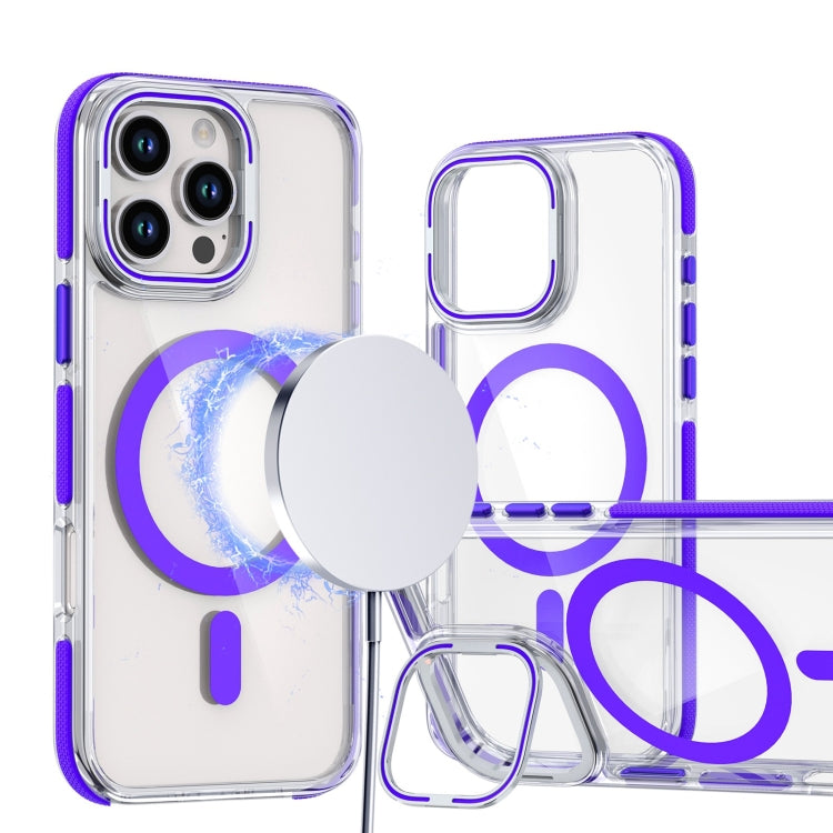 Dual-Color Clear Acrylic Hybrid TPU Lens Flip Holder MagSafe Phone Case, Series 4