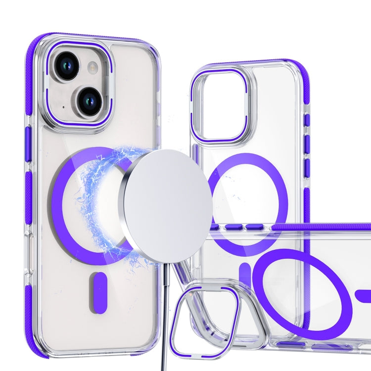 Dual-Color Clear Acrylic Hybrid TPU Lens Flip Holder MagSafe Phone Case, Series 4