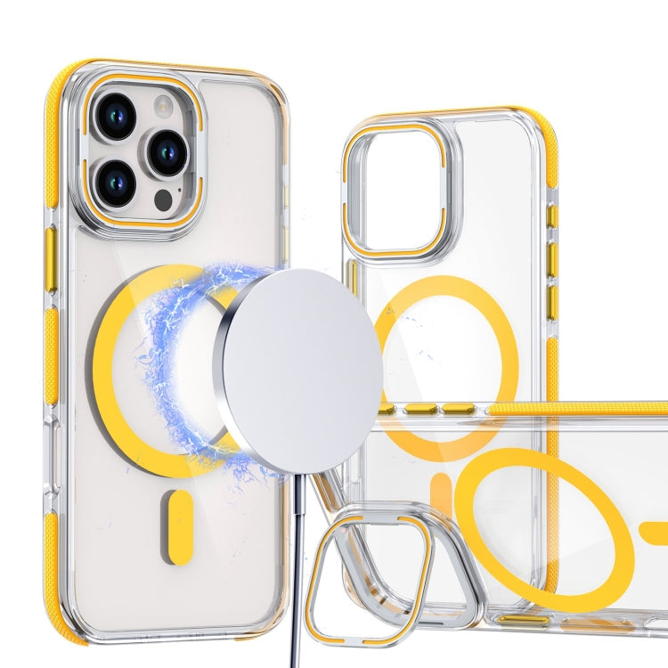 Dual-Color Clear Acrylic Hybrid TPU Lens Flip Holder MagSafe Phone Case, Series 2