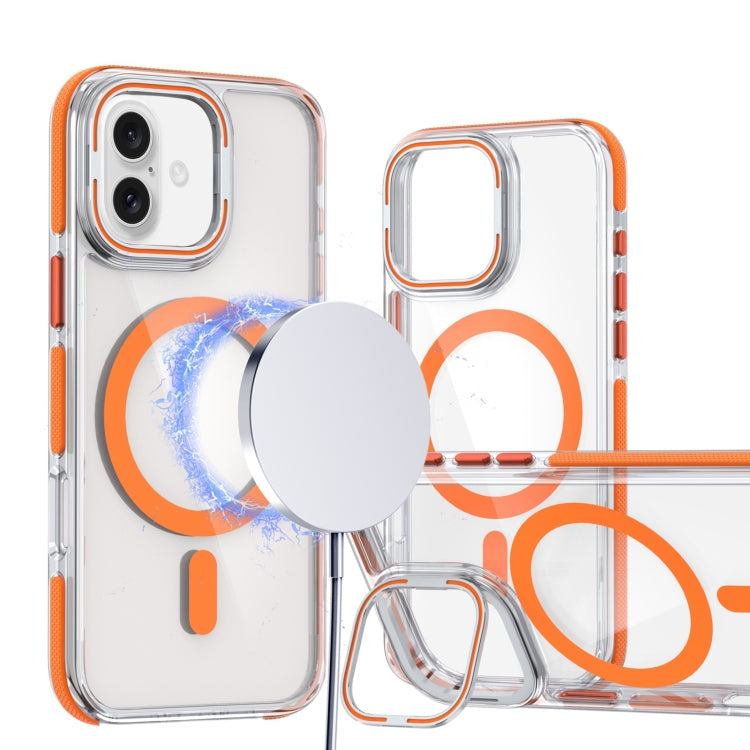 Dual-Color Clear Acrylic Hybrid TPU Lens Flip Holder MagSafe Phone Case, Series 2