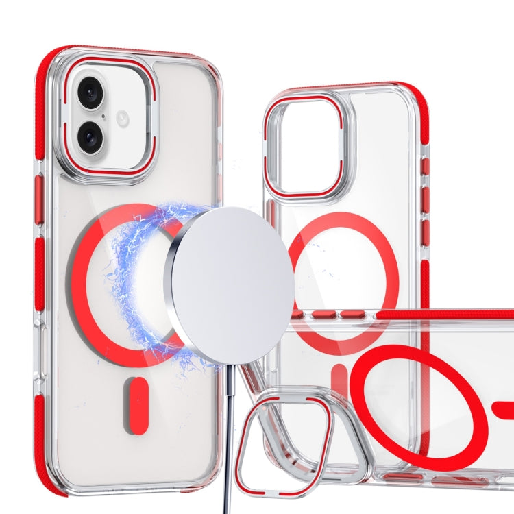 Dual-Color Clear Acrylic Hybrid TPU Lens Flip Holder MagSafe Phone Case, Series 2