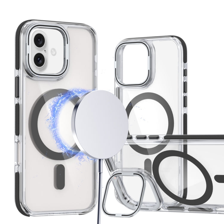 Dual-Color Clear Acrylic Hybrid TPU Lens Flip Holder MagSafe Phone Case, Series 2