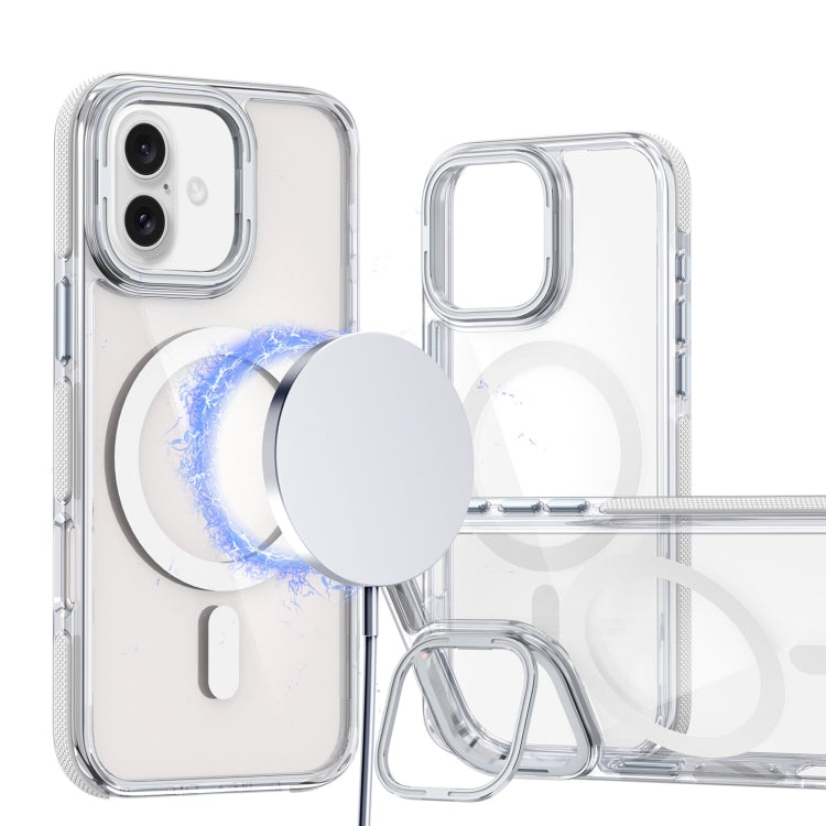 Dual-Color Clear Acrylic Hybrid TPU Lens Flip Holder MagSafe Phone Case, Series 2