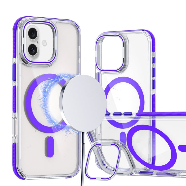 Dual-Color Clear Acrylic Hybrid TPU Lens Flip Holder MagSafe Phone Case, Series 2