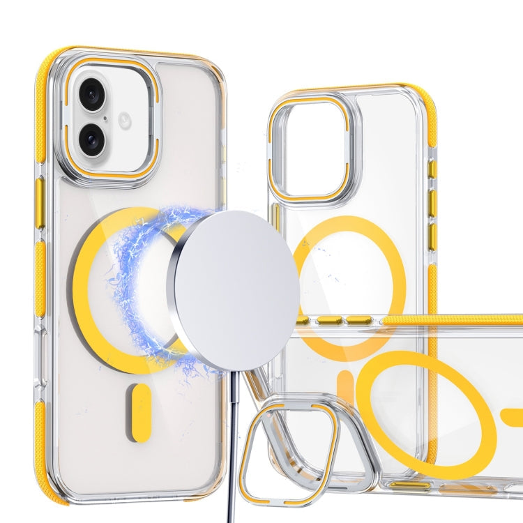 Dual-Color Clear Acrylic Hybrid TPU Lens Flip Holder MagSafe Phone Case, Series 2