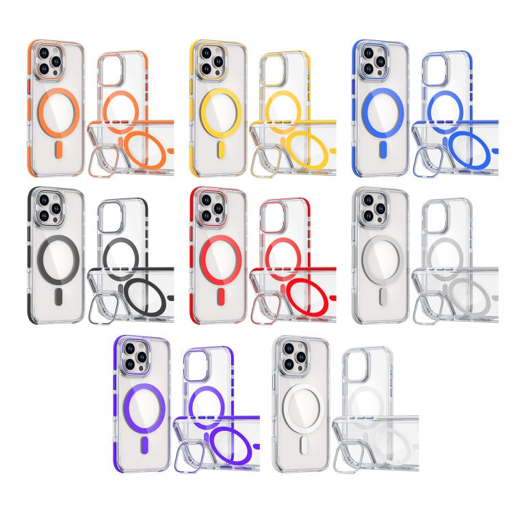 Dual-Color Clear Acrylic Hybrid TPU Lens Flip Holder MagSafe Phone Case, Series 1