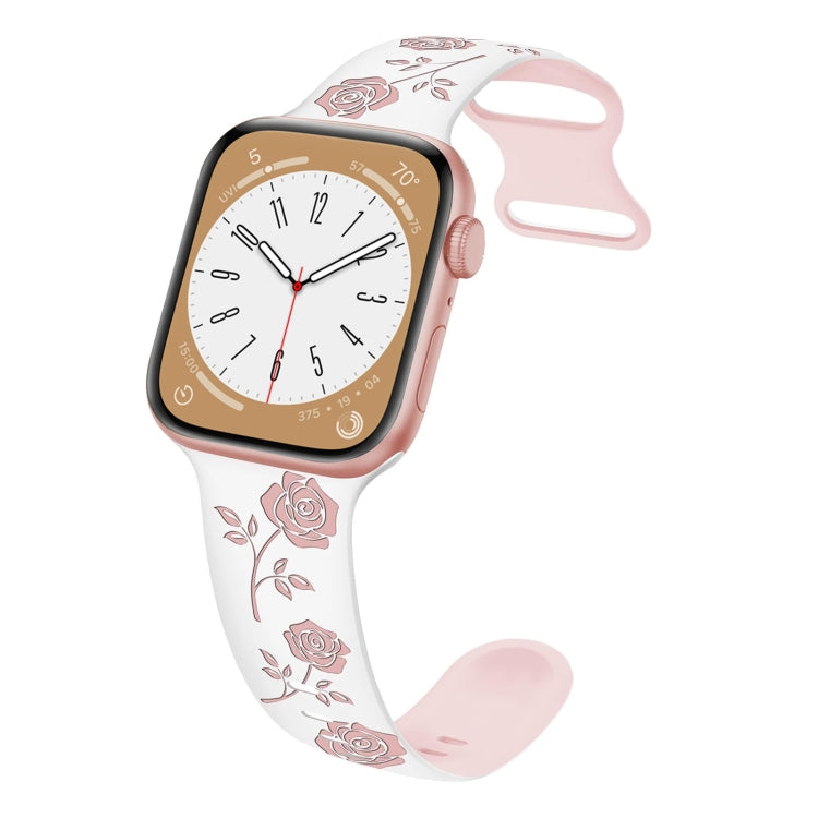 Two-color Rose Engraved Silicone Watch Band, Series 3