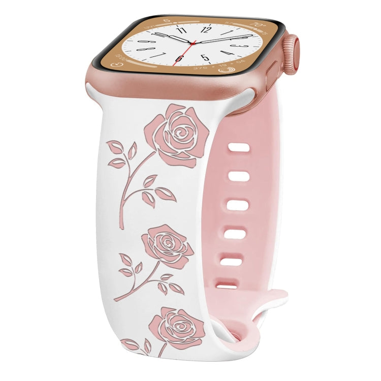 Two-color Rose Engraved Silicone Watch Band, Series 3 My Store