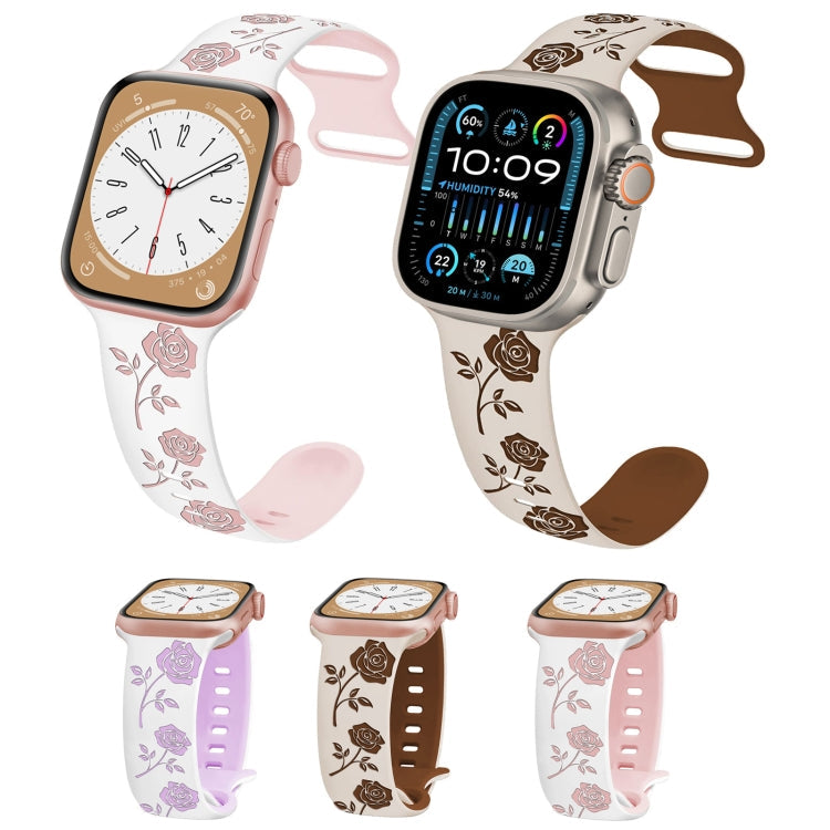 Two-color Rose Engraved Silicone Watch Band, Series 1