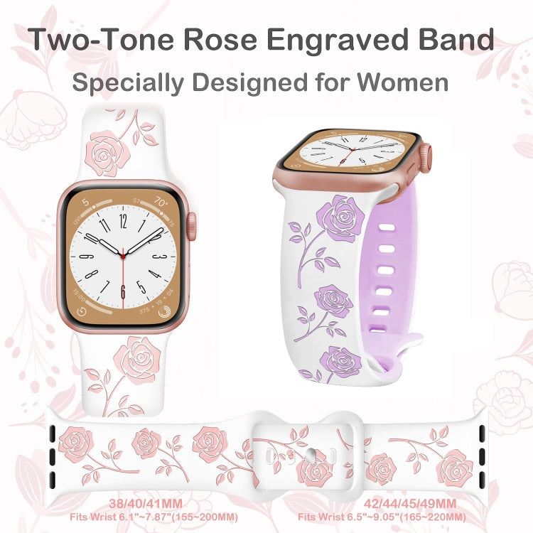 Two-color Rose Engraved Silicone Watch Band, Series 1