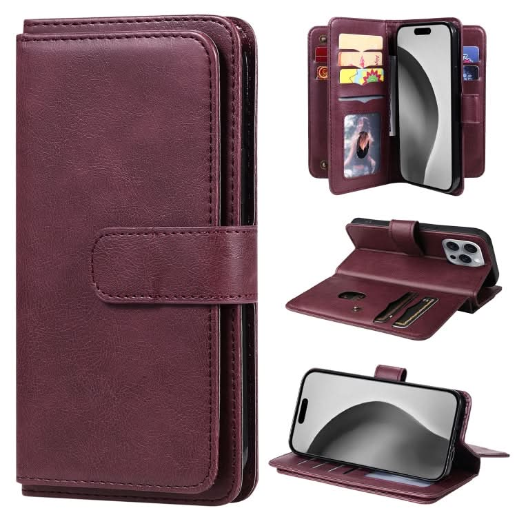 Multi-Function Wallet 10 Card Slots Leather Phone Case