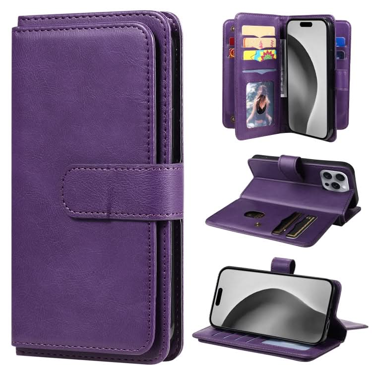 Multi-Function Wallet 10 Card Slots Leather Phone Case