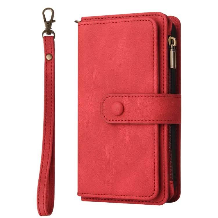 Skin Feel Multi Card Slots Zipper Wallet Leather Phone Case