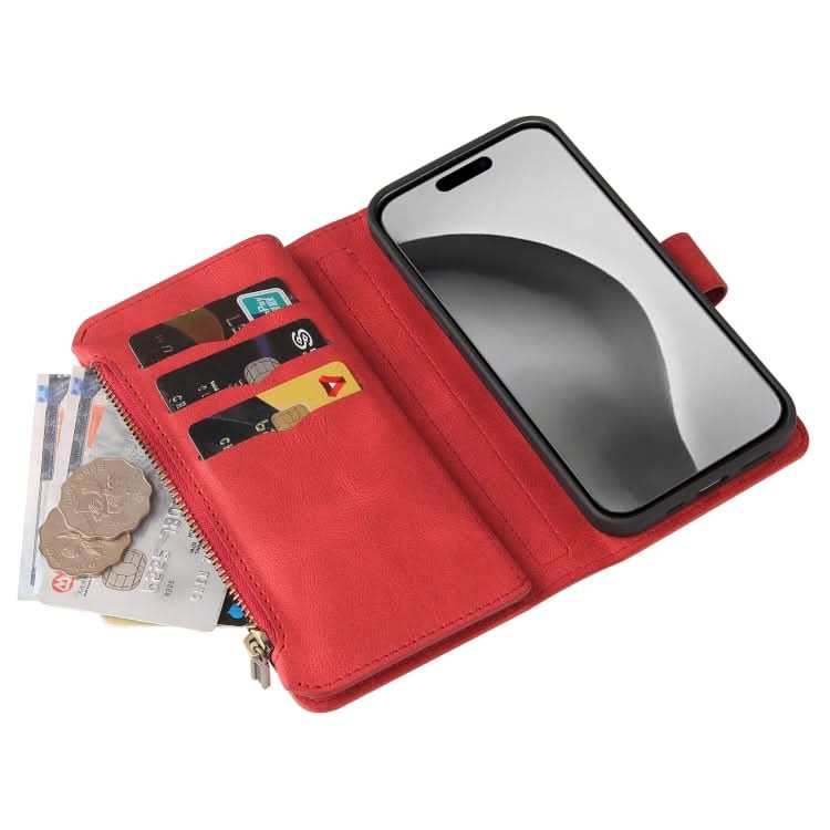 Skin Feel Multi Card Slots Zipper Wallet Leather Phone Case