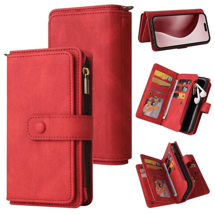 Skin Feel Multi Card Slots Zipper Wallet Leather Phone Case