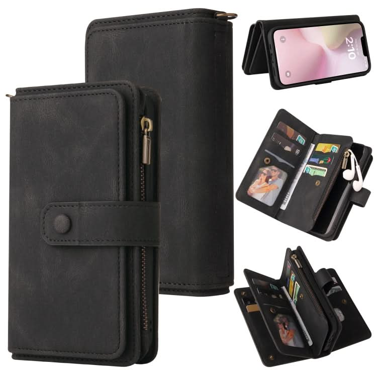 Skin Feel Multi Card Slots Zipper Wallet Leather Phone Case