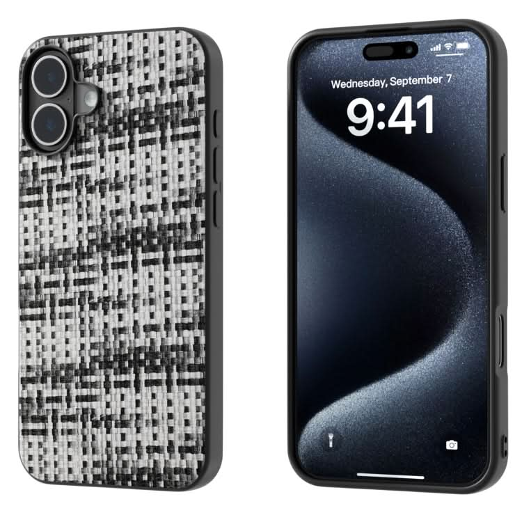 Black Frame Color Lattice Texture PU Phone Case