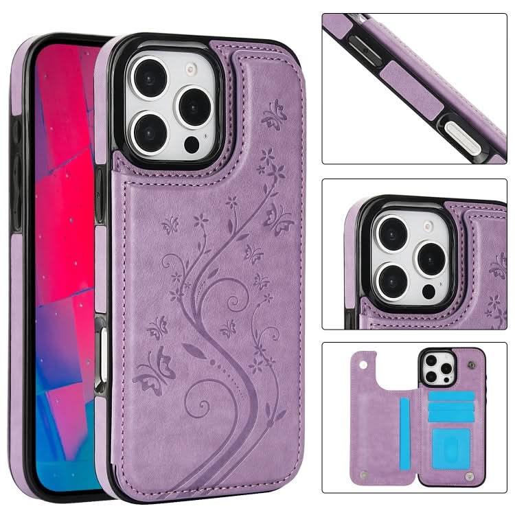 Double Buckle Butterfly Embossing PU Phone Case, Series 2