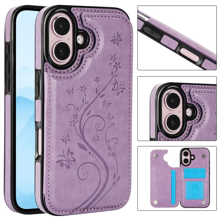 Double Buckle Butterfly Embossing PU Phone Case, Series 1