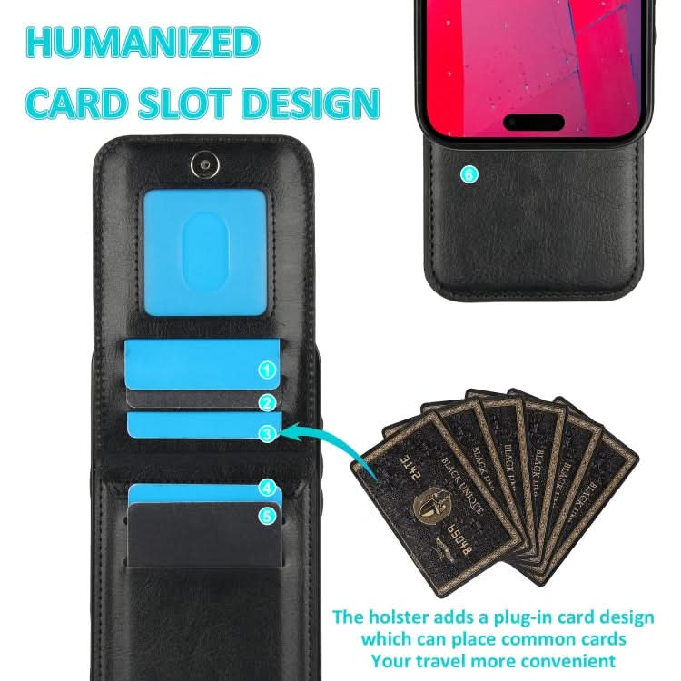 Solid Color Card Slots Bracket PU Phone Case