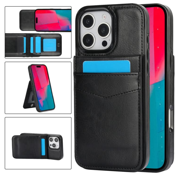 Solid Color Card Slots Bracket PU Phone Case