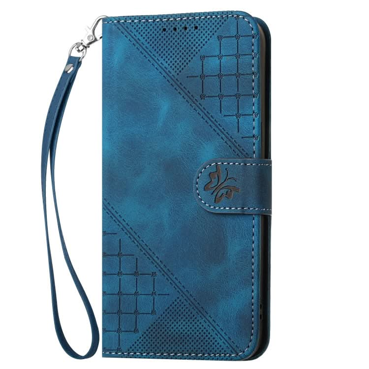 YX0080 Grid Butterfly Embossed Pattern Flip Leather Phone Case with Lanyard, Series 5