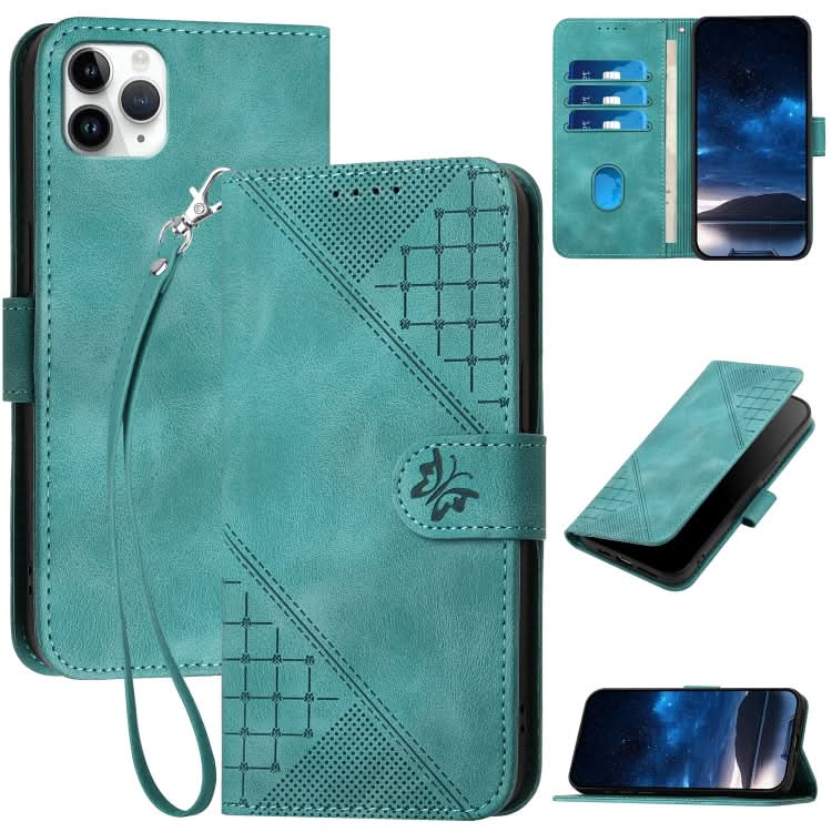 YX0080 Grid Butterfly Embossed Pattern Flip Leather Phone Case with Lanyard, Series 2