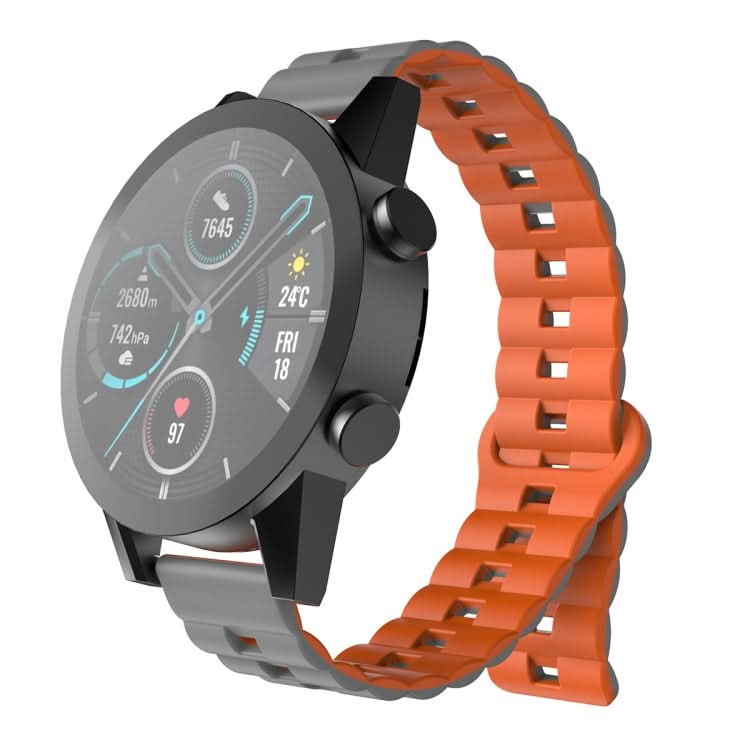 Reverse Buckle Two Color Magnetic Silicone Watch Band