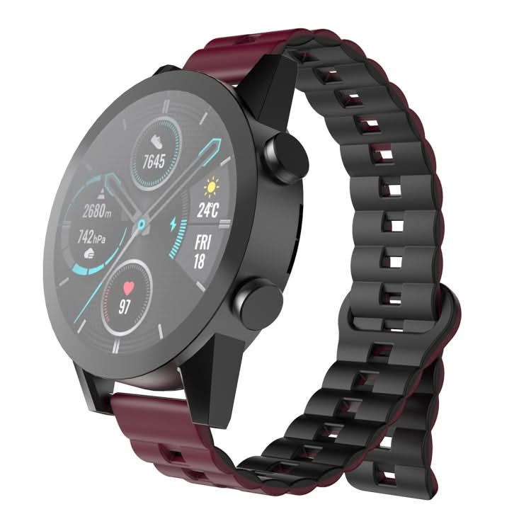 Reverse Buckle Two Color Magnetic Silicone Watch Band