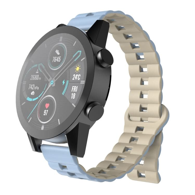 Reverse Buckle Two Color Magnetic Silicone Watch Band