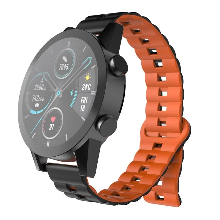 Reverse Buckle Two Color Magnetic Silicone Watch Band