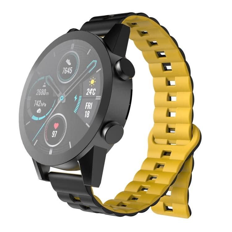 Reverse Buckle Two Color Magnetic Silicone Watch Band