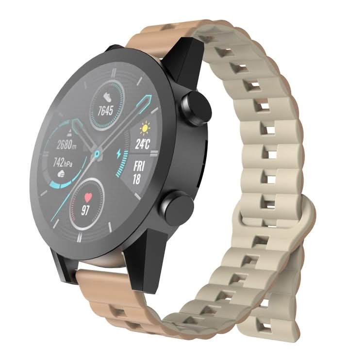 Reverse Buckle Two Color Magnetic Silicone Watch Band