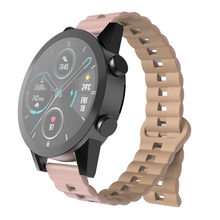 Reverse Buckle Two Color Magnetic Silicone Watch Band