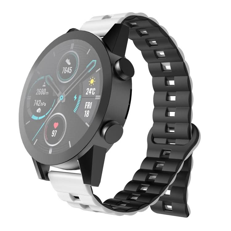 Reverse Buckle Two Color Magnetic Silicone Watch Band