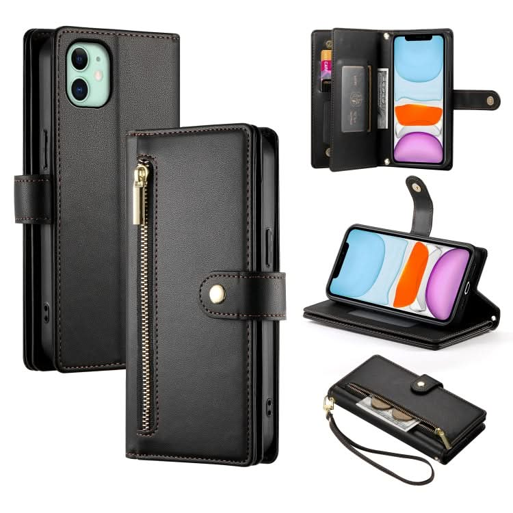 Nine Card-slot Zipper Wallet Bag Leather Phone Case, Series 1