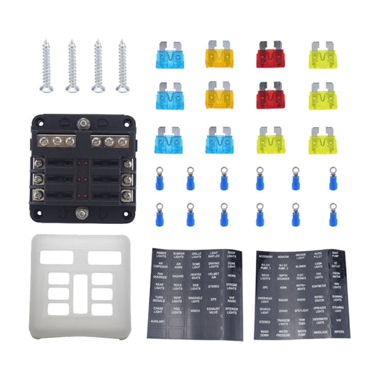 6 Way Fuse Block with 24pcs Fuses and 12pcs Terminals