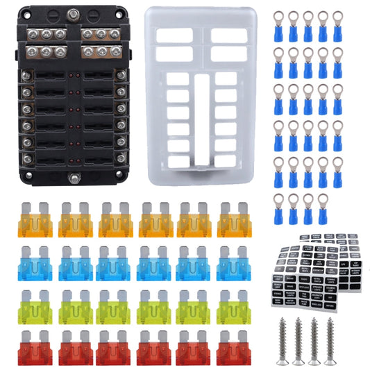 12 Way Fuse Block with 24pcs Fuses and 24pcs Terminals