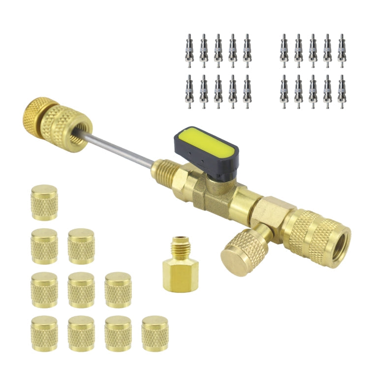 32pcs / Set T6 Air Conditioning Valve Core Remover Installer Tool with Dual Size SAE 1/4 and 5/16 Ports