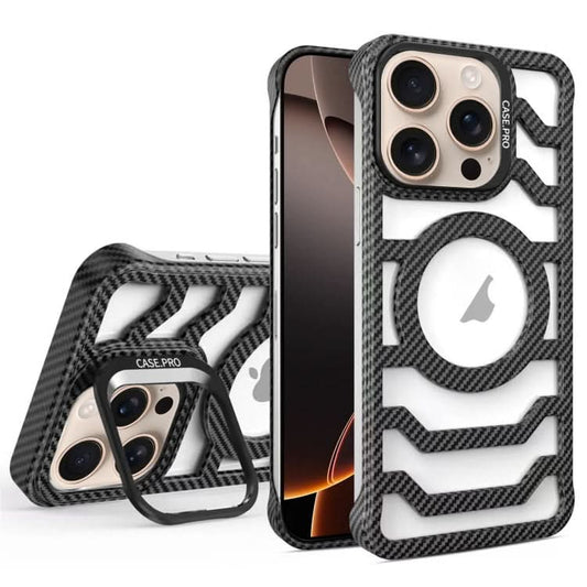 Borderless Carbon Fiber Lens Protection Bracket MagSafe Phone Case, Series 3