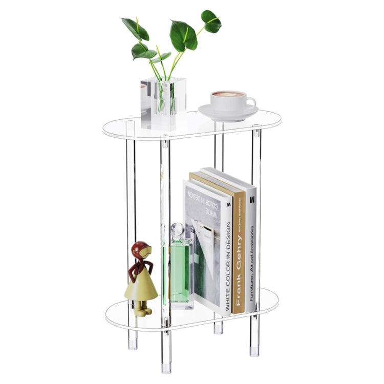 Acrylic Oval Double Layer Table Bedside Storage Rack