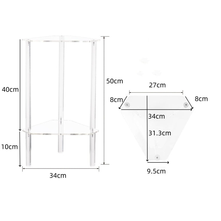 Acrylic Polygon Dual Layer Table Bedside Storage Rack My Store