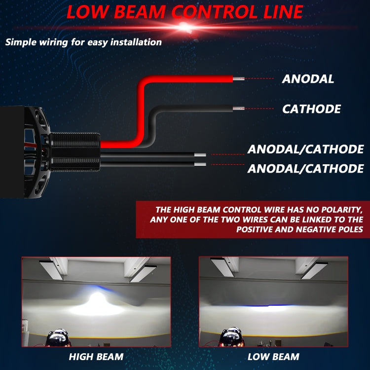 T03 Pair 3 inch Car Bifocal LED Lens Headlight, Left-hand Drive