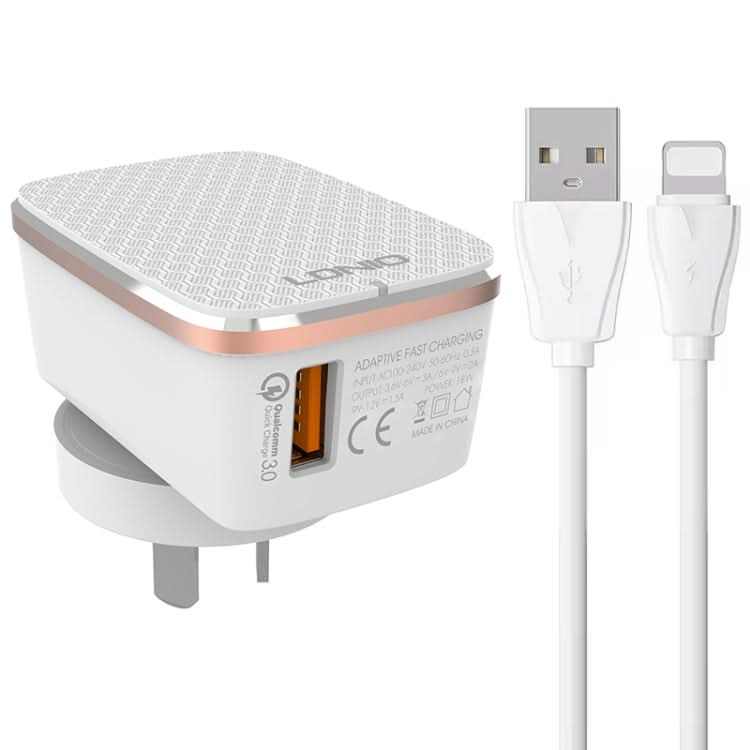 LDNIO A1204Q QC3.0 18W USB Fast Charger with 1m USB to 8 Pin Cable