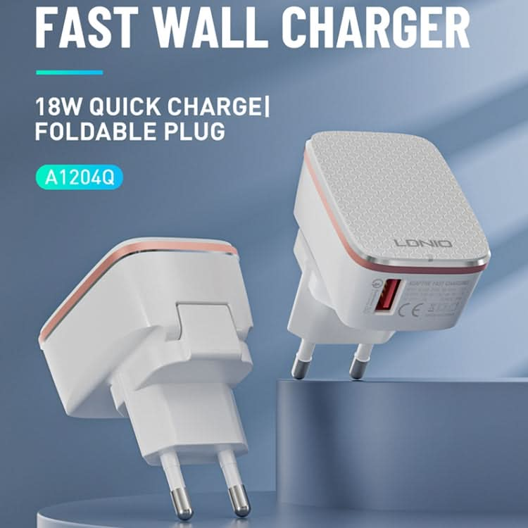 LDNIO A1204Q QC3.0 18W USB Fast Charger with 1m USB to 8 Pin Cable