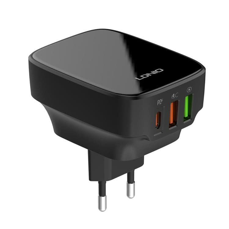 LDNIO Q334 32W Type-C + Dual USB Port Charger with 1m 8 Pin Data Cable