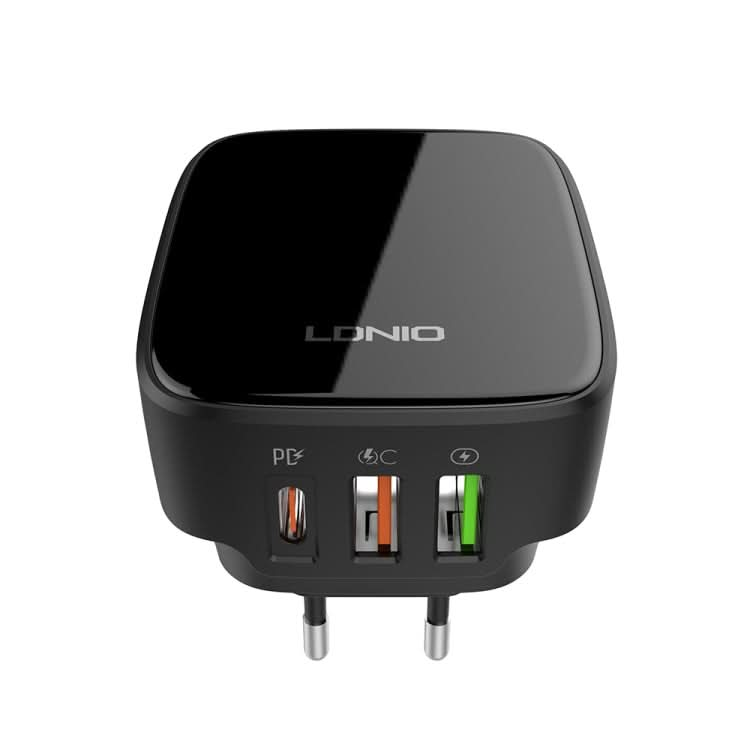 LDNIO Q334 32W Type-C + Dual USB Port Charger with 1m 8 Pin Data Cable