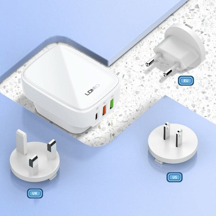 LDNIO Q334 32W Type-C + Dual USB Port Charger with 1m 8 Pin Data Cable